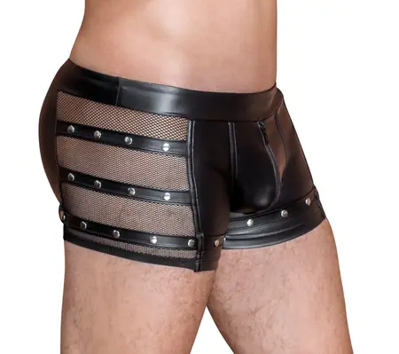 NEK Men's Matte Black Pants with Net Inserts and Studded Straps, Size S