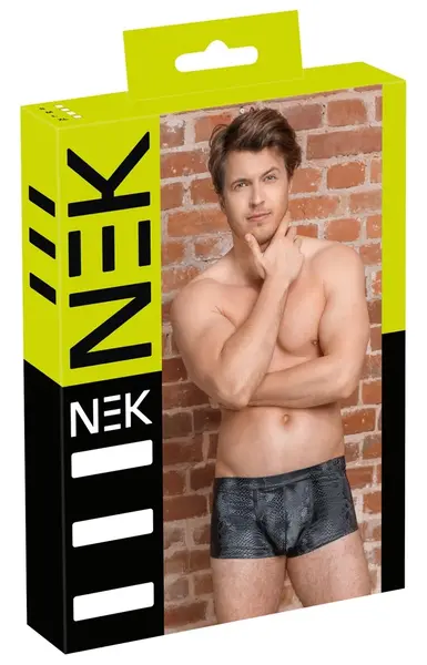NEK Pants S Shiny Matt Snakeskin Pattern Stretchy Black
