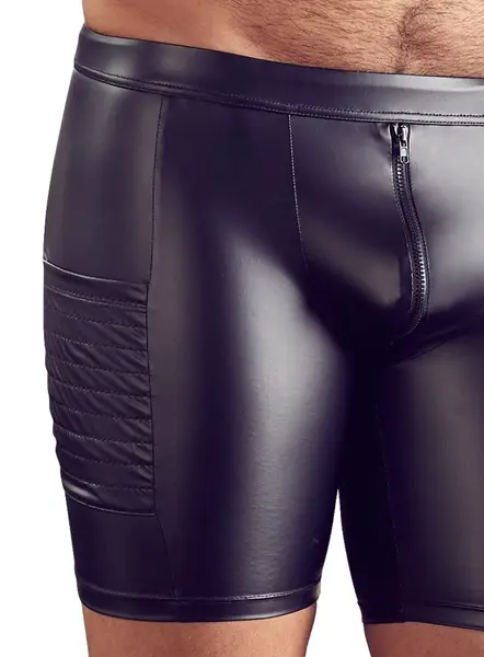 NEK Men's Matte Black Cycling Shorts with Zipper and Side Pocket L