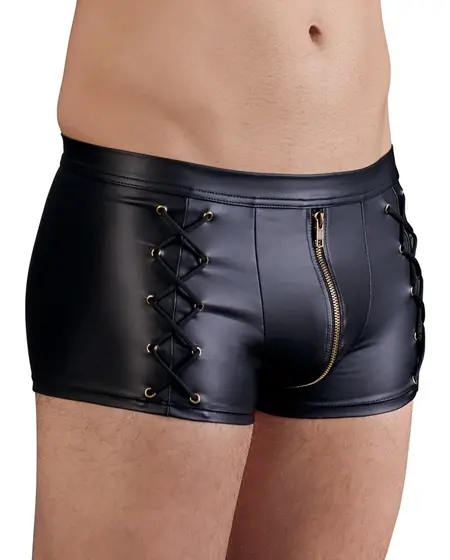 NEK Matt Black Men's Trousers S with Side Lacing and Front Zip