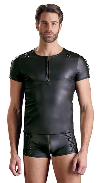 NEK Matt Black Men's Trousers S with Side Lacing and Front Zip