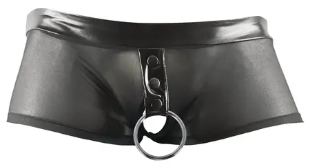 NEK Men's Powernet Briefs with Integrated Ring S, Black Wet Look