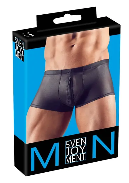 NEK Men’s Sheer Stretch Pants M Black Semi-Transparent Zip Detail
