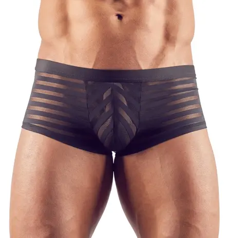 NEK Men's Striped Semi-Transparent Pants L, Black, Stretch Material
