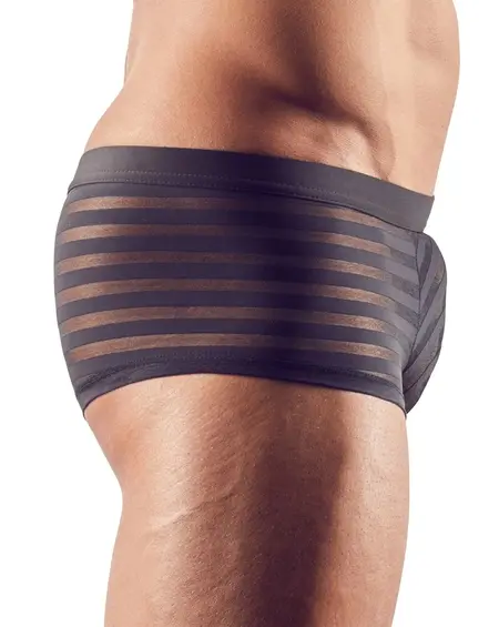NEK Men’s Semi-Transparent Striped Pants S Black Stretch Fit