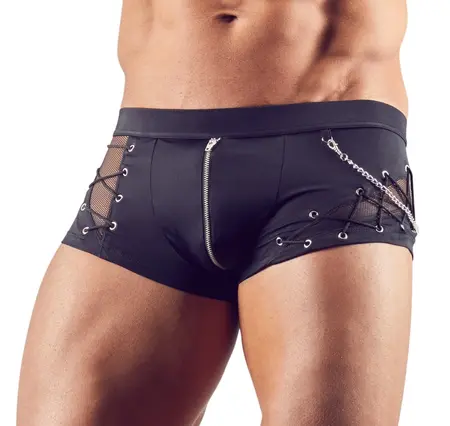 NEK Men's 2XL Black Stretch Mesh Pants with Removable Chain Detail