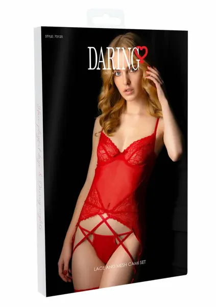Lace and Mesh Cami Set - Elegant Adjustable Lingerie Ensemble