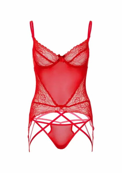 Lace and Mesh Cami Set - Elegant Adjustable Lingerie Ensemble