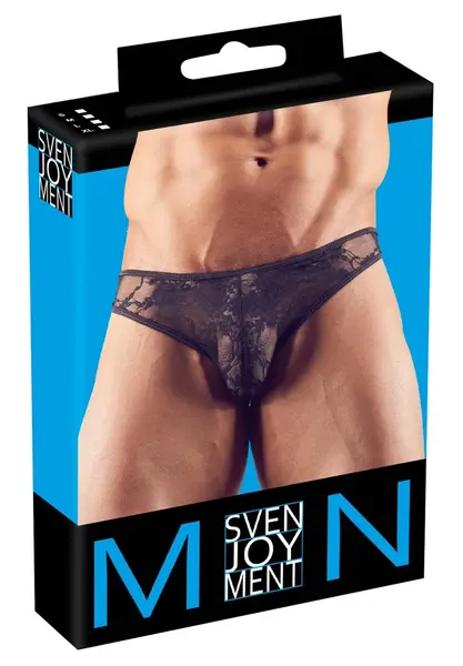 Svenjoyment Men's Lace Briefs Black L - Stretch Comfort & Elegance