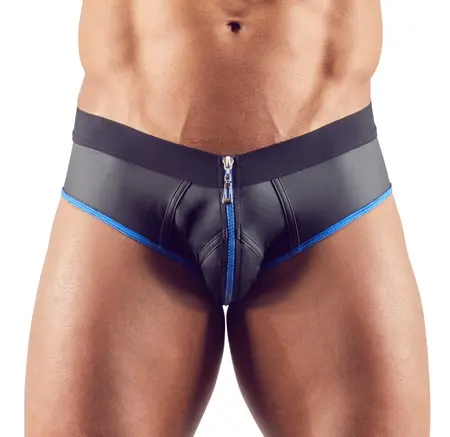 NEK Men's Jock L Black Neoprene-Style Matte Finish, Zipper Front