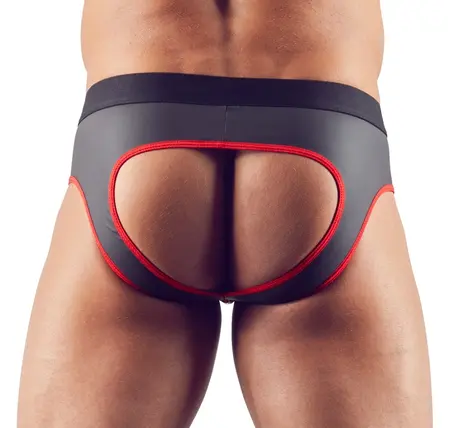 NEK Men's Jock M Neoprene-Look Shiny Matte Intimate Briefs Black