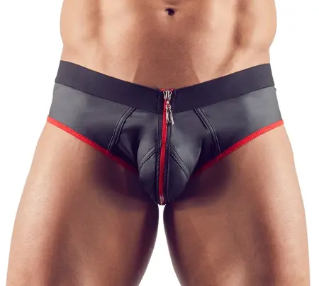 NEK Men's Jock M Neoprene-Look Shiny Matte Intimate Briefs Black