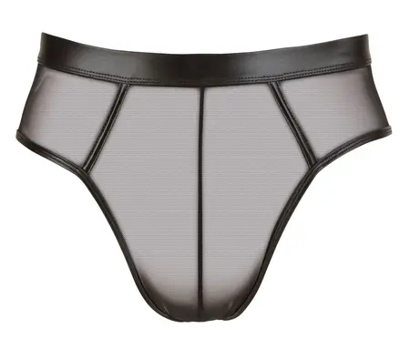 NEK Men's Open-Back Briefs Wet Look Powernet Black L