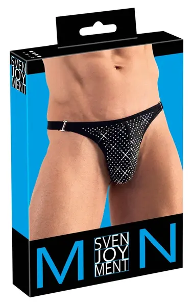 Svenjoyment Men's Black String with Colorful Rhinestones M