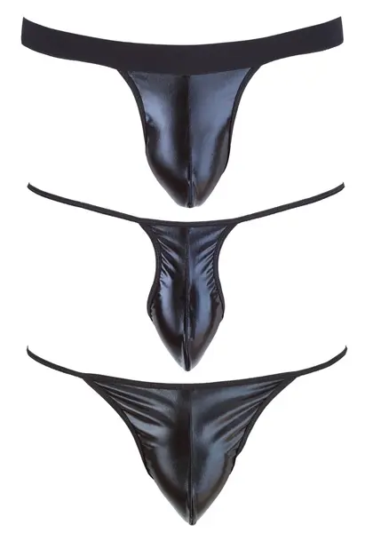 NEK Men's Underwear Set 3-Pack Wet Look S-L Black Stretchy Material