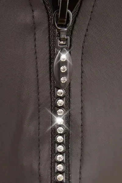 NEK Men's Neoprene-Effect String XL with Rhinestone Zipper Detail