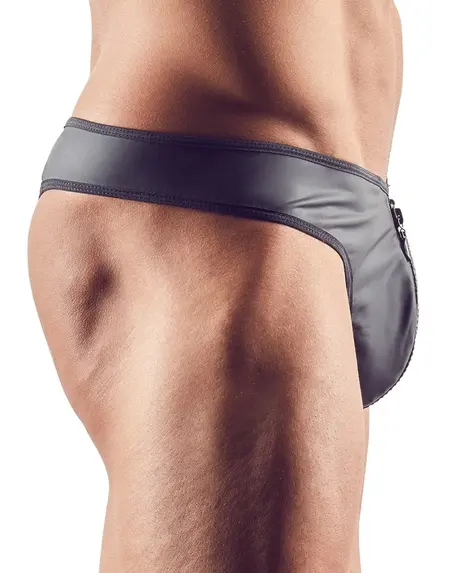 NEK Men's Neoprene Look String with Rhinestone Zipper, Size M