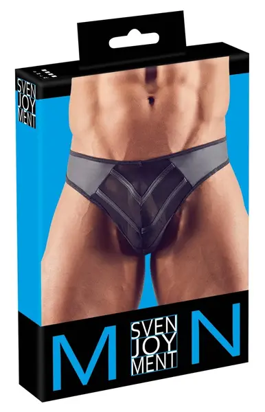 NEK Men's String L Black Powernet & Matte Material, Striped Accents