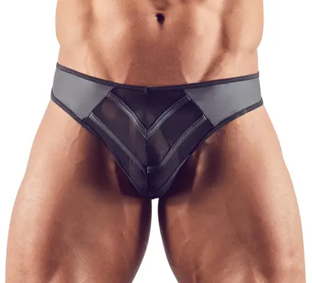 NEK Men's String L Black Powernet & Matte Material, Striped Accents