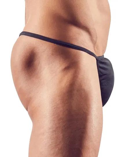 NEK Men's Mini String L Black Shiny Microfiber Briefs