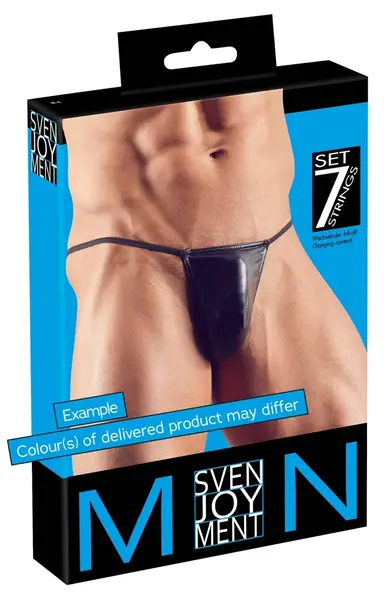 Svenjoyment Men's String Briefs 7-Pack, Assorted Designs, S-L, Polyamide