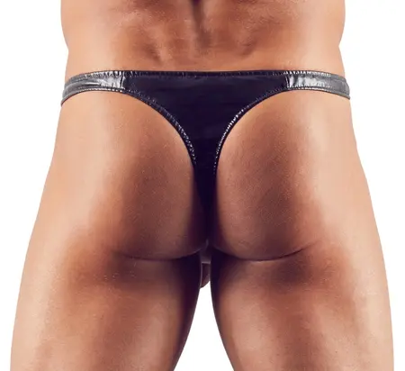 Imitate Leather Men’s String S - Black, Polyurethane Finish