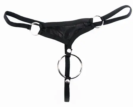 NEK Men's Microfibre String L with Detachable Ring, Black