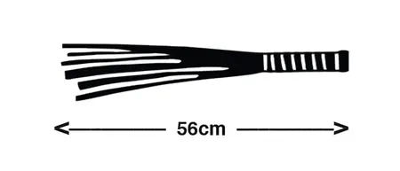 ZADO Leather Flogger with Wavy Wooden Handle, 56 cm, Black
