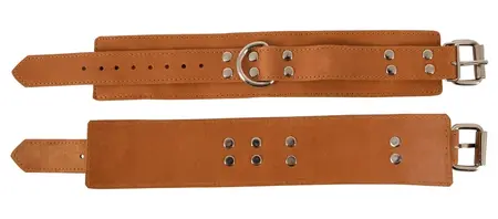 ZADO Leather Wrist Restraints Natural Finish Adjustable 17-24 cm
