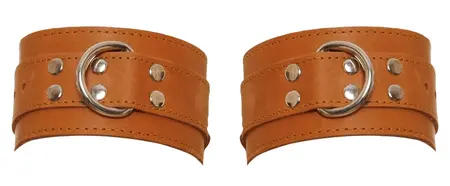ZADO Leather Wrist Restraints Natural Finish Adjustable 17-24 cm