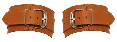 ZADO Leather Wrist Restraints Natural Finish Adjustable 17-24 cm