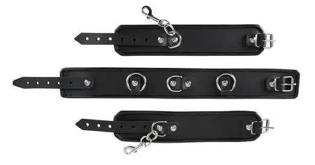 ZADO Bondage Set - Leather Collar and Adjustable Handcuffs, Black