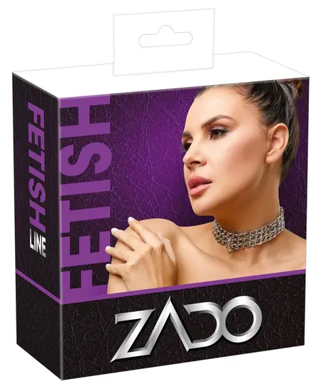 ZADO Black Leather Adjustable Collar with Triple Chain Detail