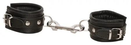 ZADO Leather Handcuffs Black - Adjustable, Softly Padded, Premium Leather
