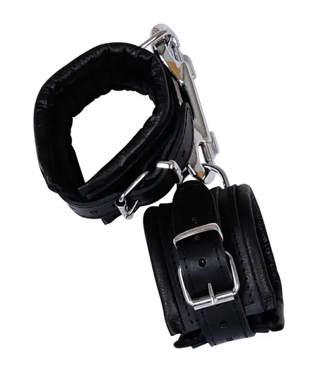 ZADO Leather Handcuffs Black - Adjustable, Softly Padded, Premium Leather