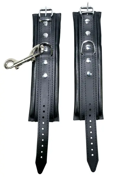 ZADO Leather Handcuffs Black - Adjustable, Softly Padded, Premium Leather