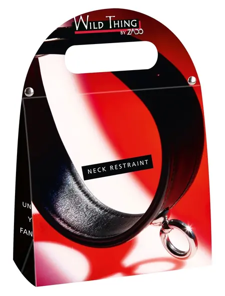 ZADO Leather Adjustable Collar S-L, Black, 32-50 cm, Metal Ring