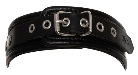 ZADO Leather Adjustable Collar S-L, Black, 32-50 cm, Metal Ring