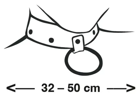 ZADO Leather Adjustable Collar S-L, Black, 32-50 cm, Metal Ring
