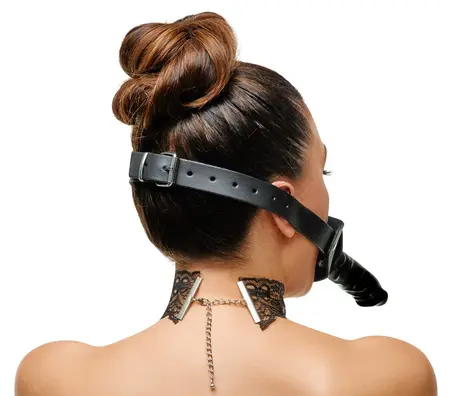 ZADO Intimate Silicone System Adjustable Leather Head Strap Black