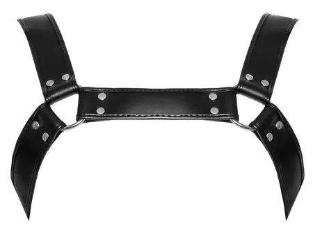 ZADO Leather Chest Harness Adjustable Cowhide Black Unpadded