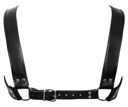 ZADO Leather Chest Harness Adjustable Cowhide Black Unpadded