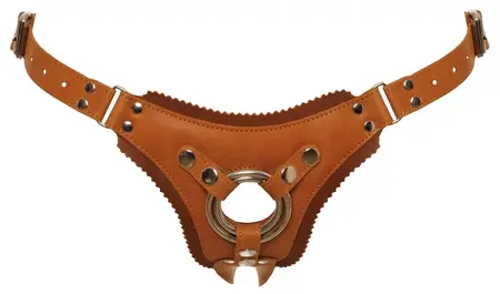 ZADO Leather Strap-On Harness Natural Finish L/XL Adjustable Buckles