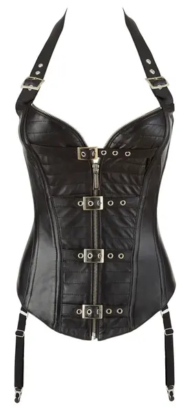 Cottelli Collection Leather Corsage Black 2XL, Adjustable Straps