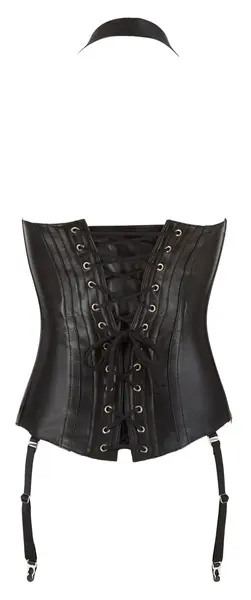 Cottelli Collection Leather Corsage Black 2XL, Adjustable Straps