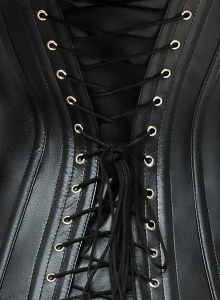 Cottelli Collection Leather Corsage Black 2XL, Adjustable Straps