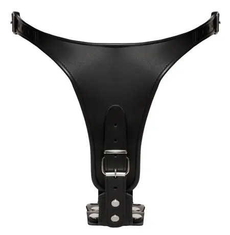 ZADO Leather Briefs S/M with Dual Latex Intimate Attachments, Black