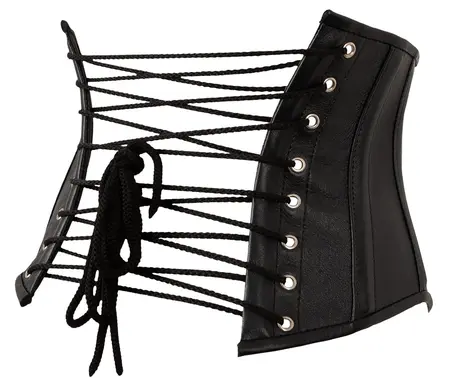 Cottelli Collection Leather Waist Cincher 81 cm, Black, Lamb Nappa