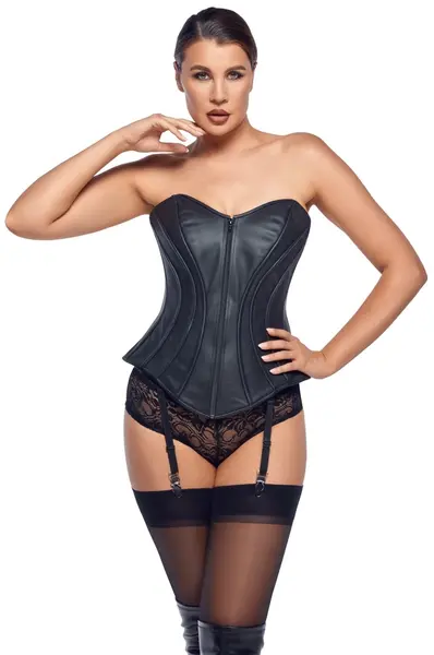ZADO Lamb Nappa Leather Corset S with Removable Straps, Black
