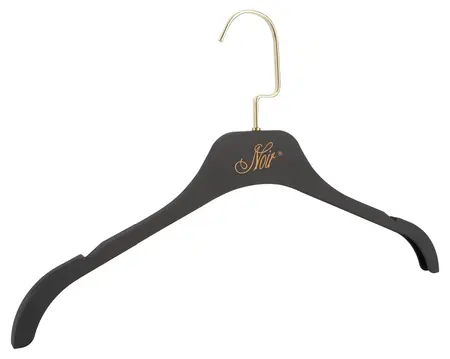 NOIR Handmade Velvet Clothes Hangers Gold Hook 43cm Set of 5 Black